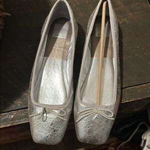 Shimmering Silver Loafers with Rounded Toe